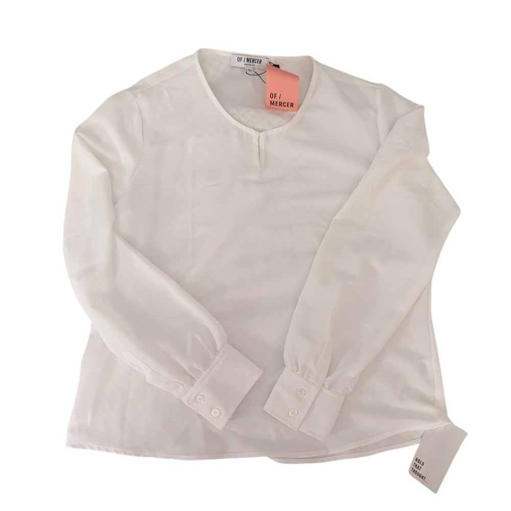 OF/MERCER White Long‎ Sleeve Blouse Top Office Career Workwear Minimalist Large